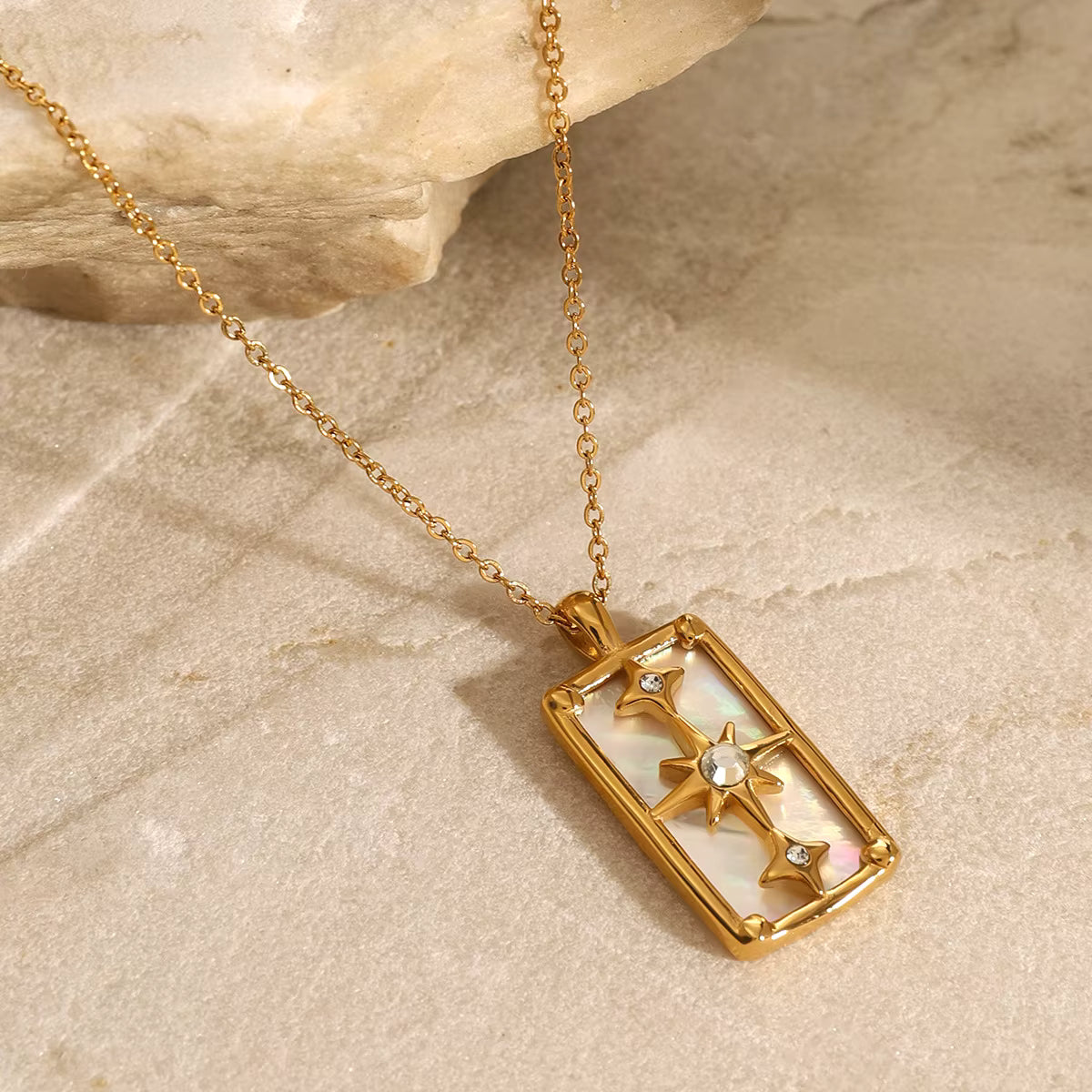 Collar Dije Rectangular Reversible | Dorado