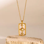 Collar Dije Rectangular Reversible | Dorado