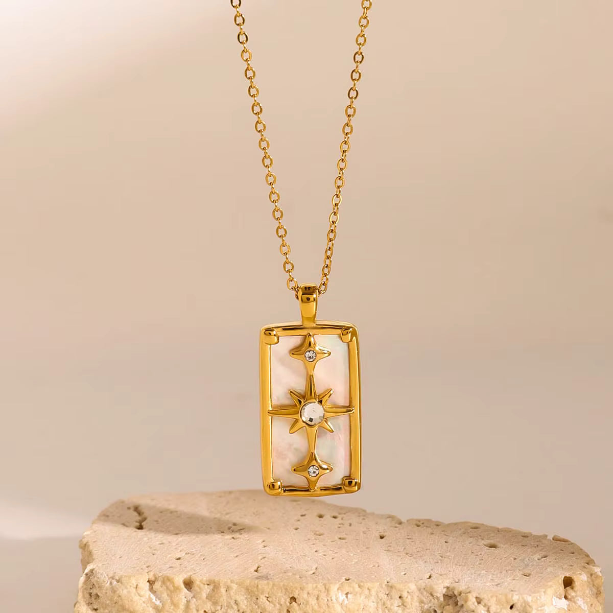 Collar Dije Rectangular Reversible | Dorado