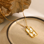 Collar Dije Rectangular Reversible | Dorado