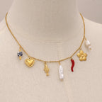 Collar Multi Dijes Flor Y Pez | Dorado