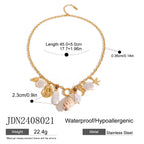 Collar Playero Multidijes Perla Caracol - Dorado