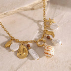 Collar Playero Multidijes Perla Caracol - Dorado