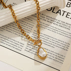 Collar De Eslabones Ovalados Con Perla Barroca | Dorado