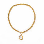 Collar De Eslabones Ovalados Con Perla Barroca | Dorado