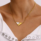 Collar Moderno Colgante Triangular - Dorado Plateado