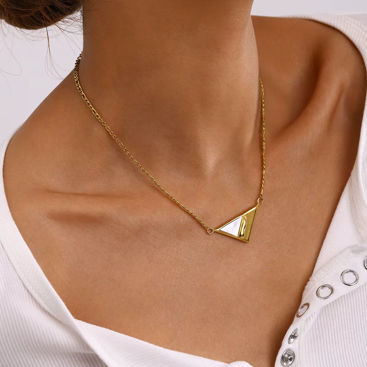 Collar Moderno Colgante Triangular - Dorado Plateado