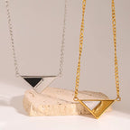 Collar Moderno Colgante Triangular - Dorado Plateado