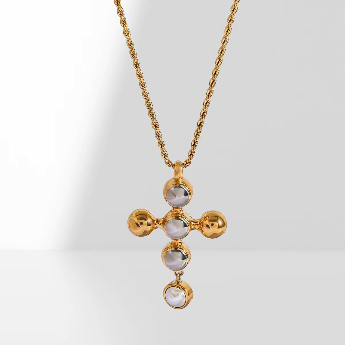 Collar Cruz Elegante Grande | Bicolor