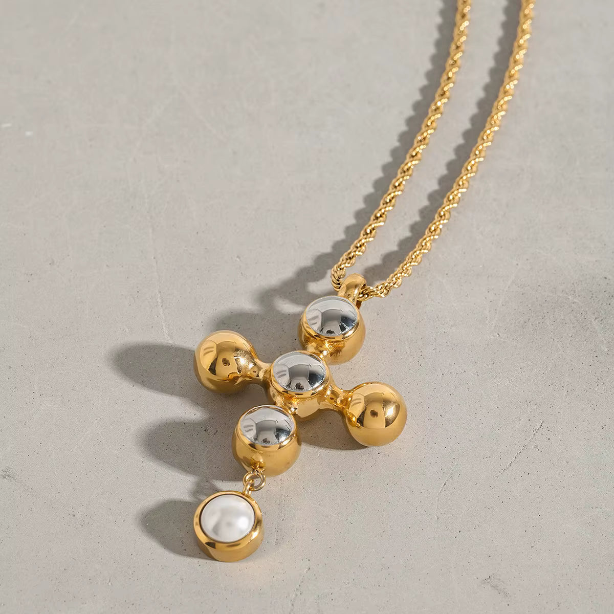 Collar Cruz Elegante Grande | Bicolor