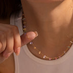 Collar Delicado Lujo Piedras Coloridas | Dorado