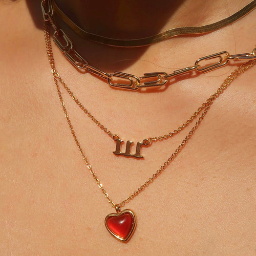 Collar Corazón Rojo | Dorado