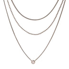Collar Layering Triple Capa Con Punto De Luz En Circón Minimalista | Plateado
