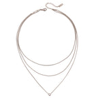 Collar Layering Triple Capa Con Punto De Luz En Circón Minimalista | Plateado