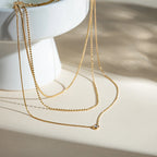Collar Triple Capa Con Punto De Luz En Circón Minimalista | Dorado