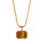 Collar Cadena Trigo Dije Marrón | Dorado