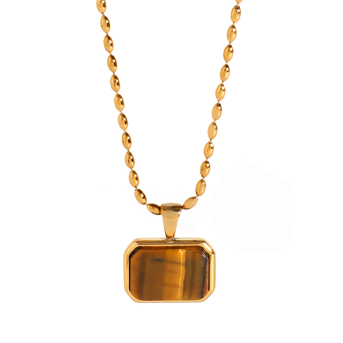 Collar Cadena Trigo Dije Marrón | Dorado
