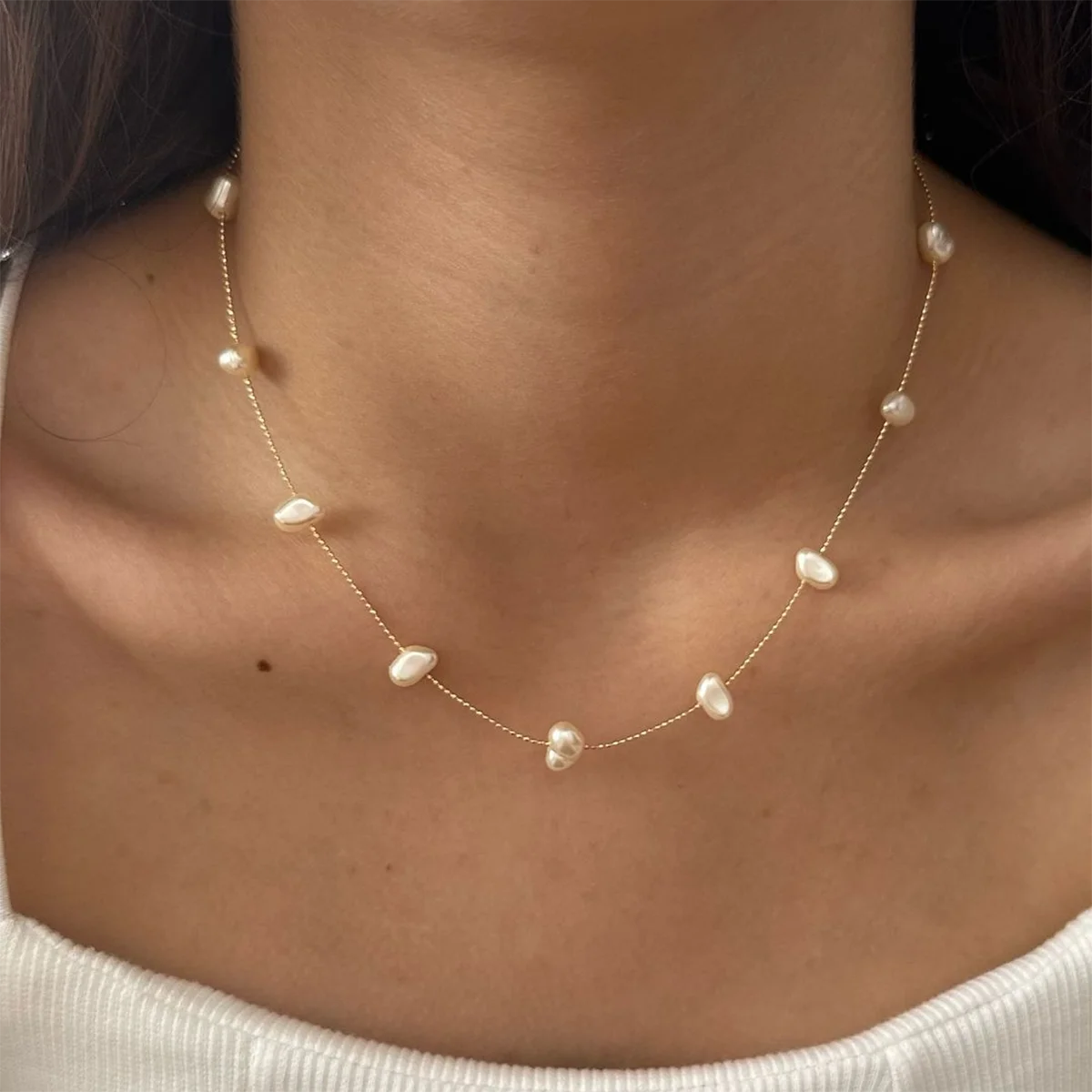 Collar Fino Perlas | Dorado