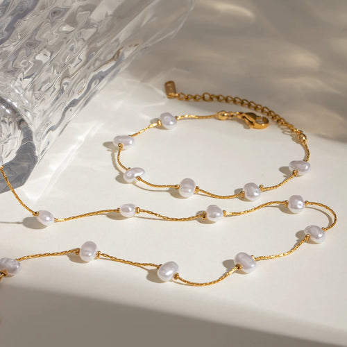 Collar Fino Perlas | Dorado