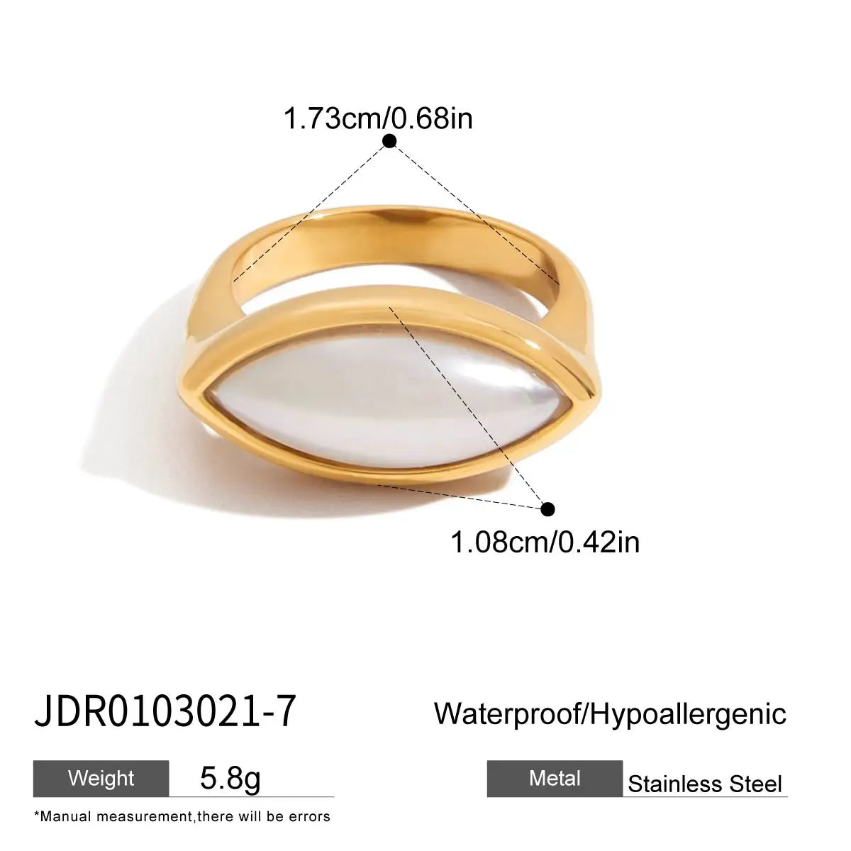 Anillo Nacar Blanco En Corte Marquesa | Dorado