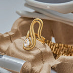 Anillo Piedra Brillante en S | Dorado
