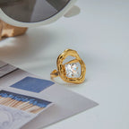 Anillos Circular Brillante con Circonia | Dorado
