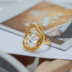 Anillos Circular Brillante con Circonia | Dorado