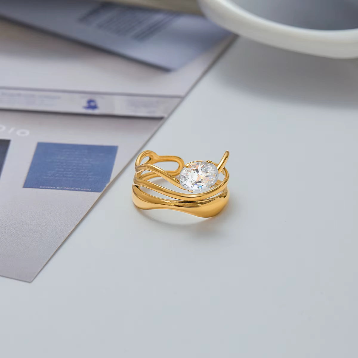 Anillo Gema Entretejida | Dorado