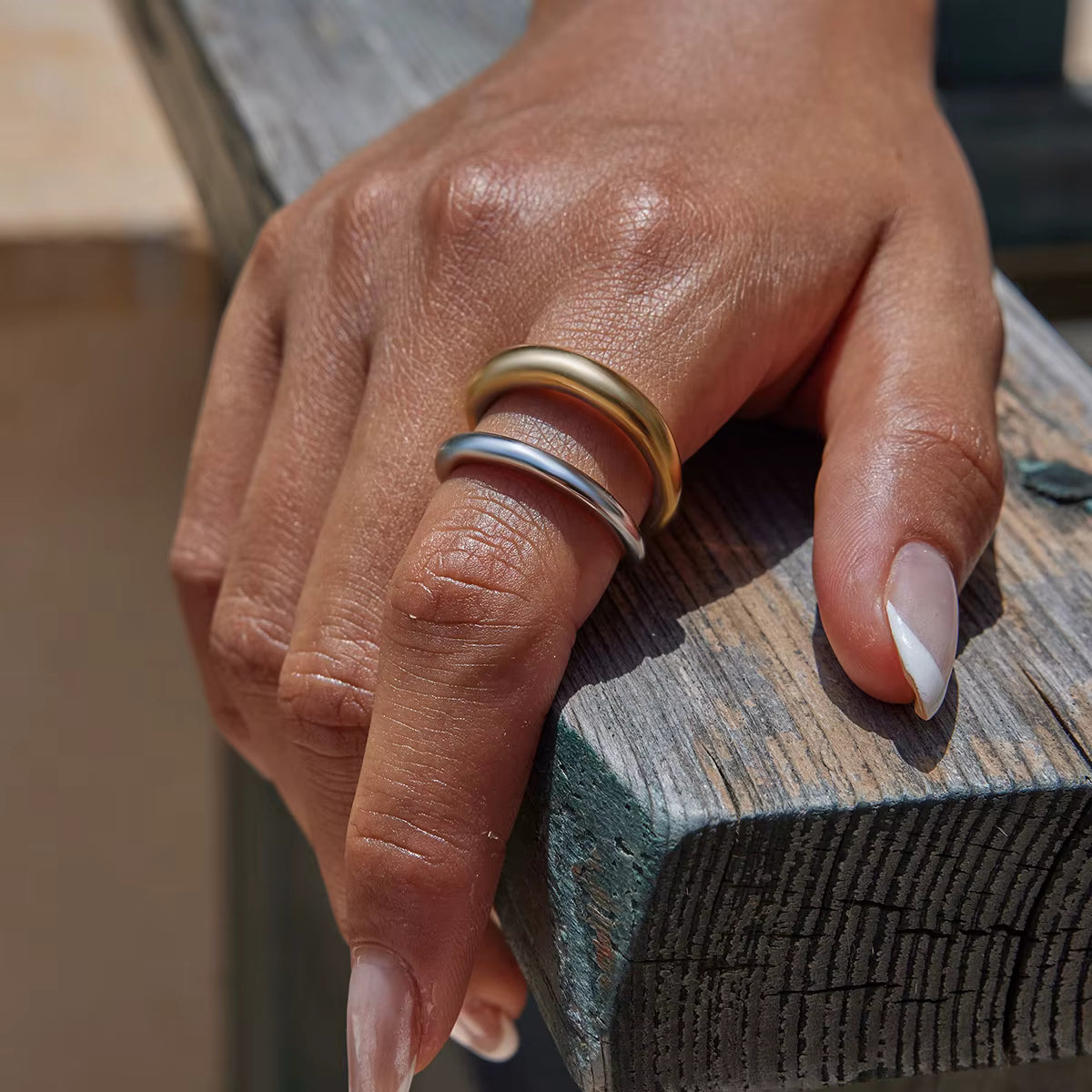 Anillo Doble Circular | Bicolor