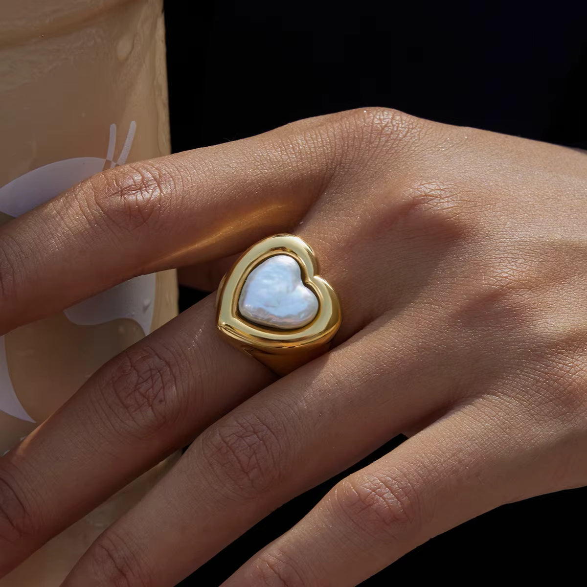 Anillo Corazón Lujo Grande | Dorado