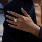 Anillo Corazón Lujo Grande | Dorado