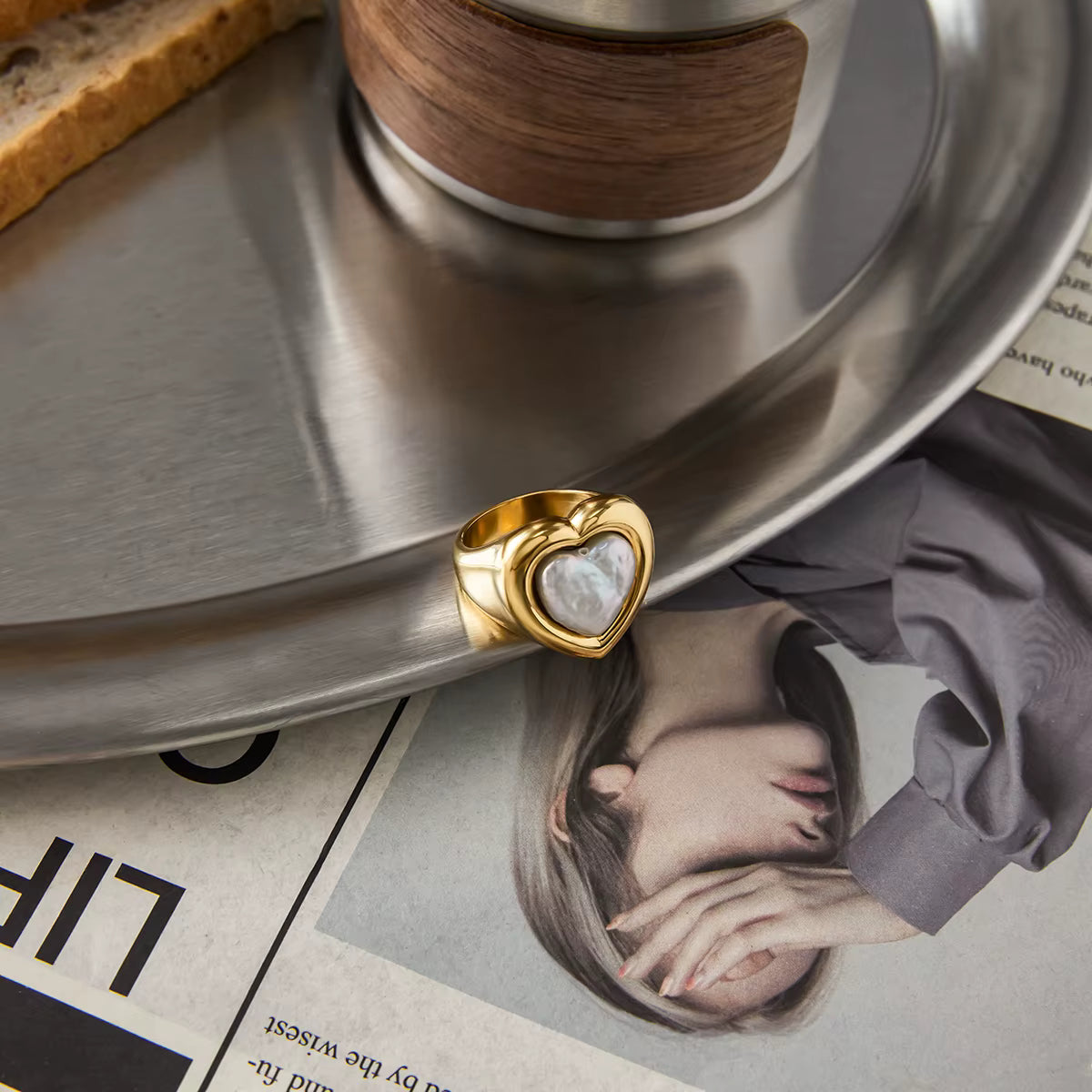 Anillo Corazón Lujo Grande | Dorado