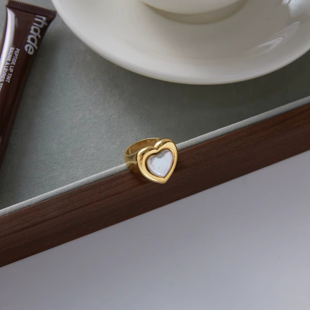 Anillo Corazón Lujo Grande | Dorado