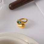 Anillo dos gotas asimétrico | Dorado