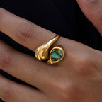 Anillo dos gotas asimétrico | Dorado