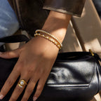 Anillo Dos Puntos Perlados | Dorado