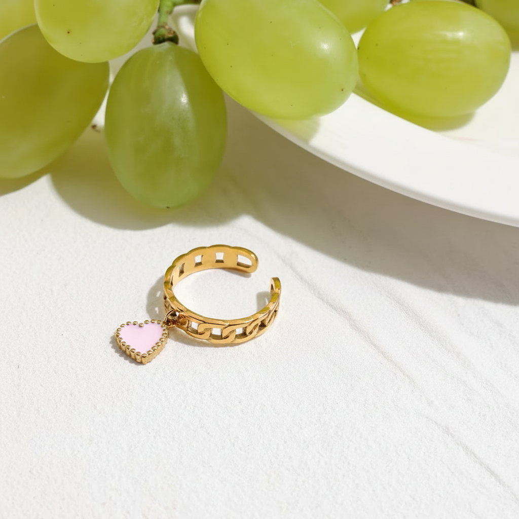 Anillo dije Corazon Rosa | Dorado