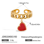 Anillo dije Colgante Corazon Rojo | Dorado