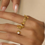 Anillo Ave Flor | Dorado