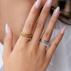 Anillo Caída De Gemas | Plateado