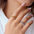 Anillo Caída De Gemas | Dorado