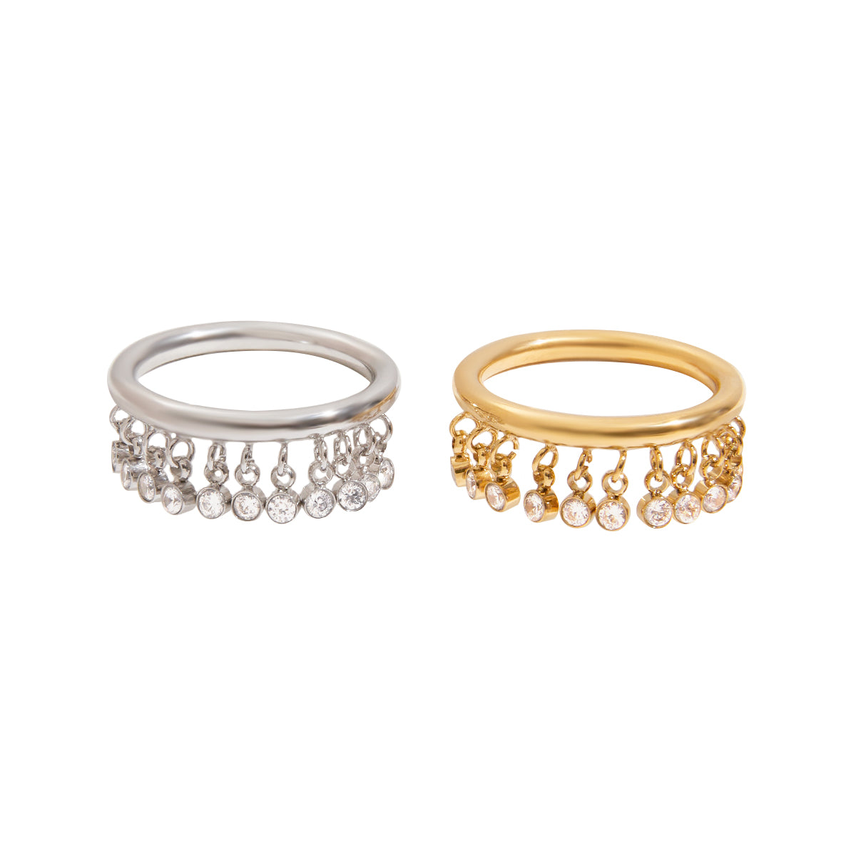 Anillo Caída De Gemas | Dorado