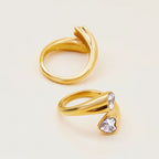 Anillo Dos Corazones Brillantes | Dorado