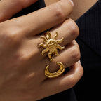 Anillos Sol y Luna Radiante | Dorado