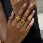 Anillos Sol y Luna Radiante | Dorado