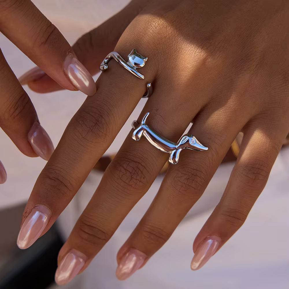 Anillos Gatuno Gato | Dorado y Plateado