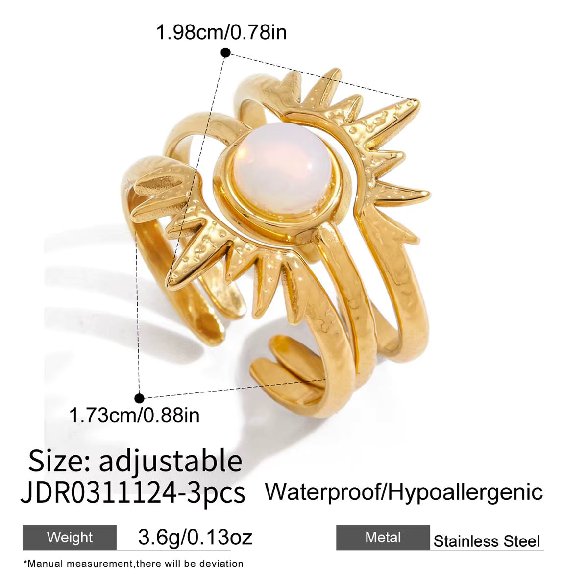Anillo 3 en 1 Sol Radiante | Dorado