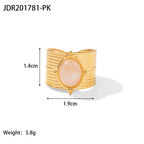 Anillo Piedra Oval Rosa | Dorado