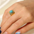 Anillo Sol Turquesa | Dorado