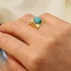 Anillo Sol Turquesa | Dorado